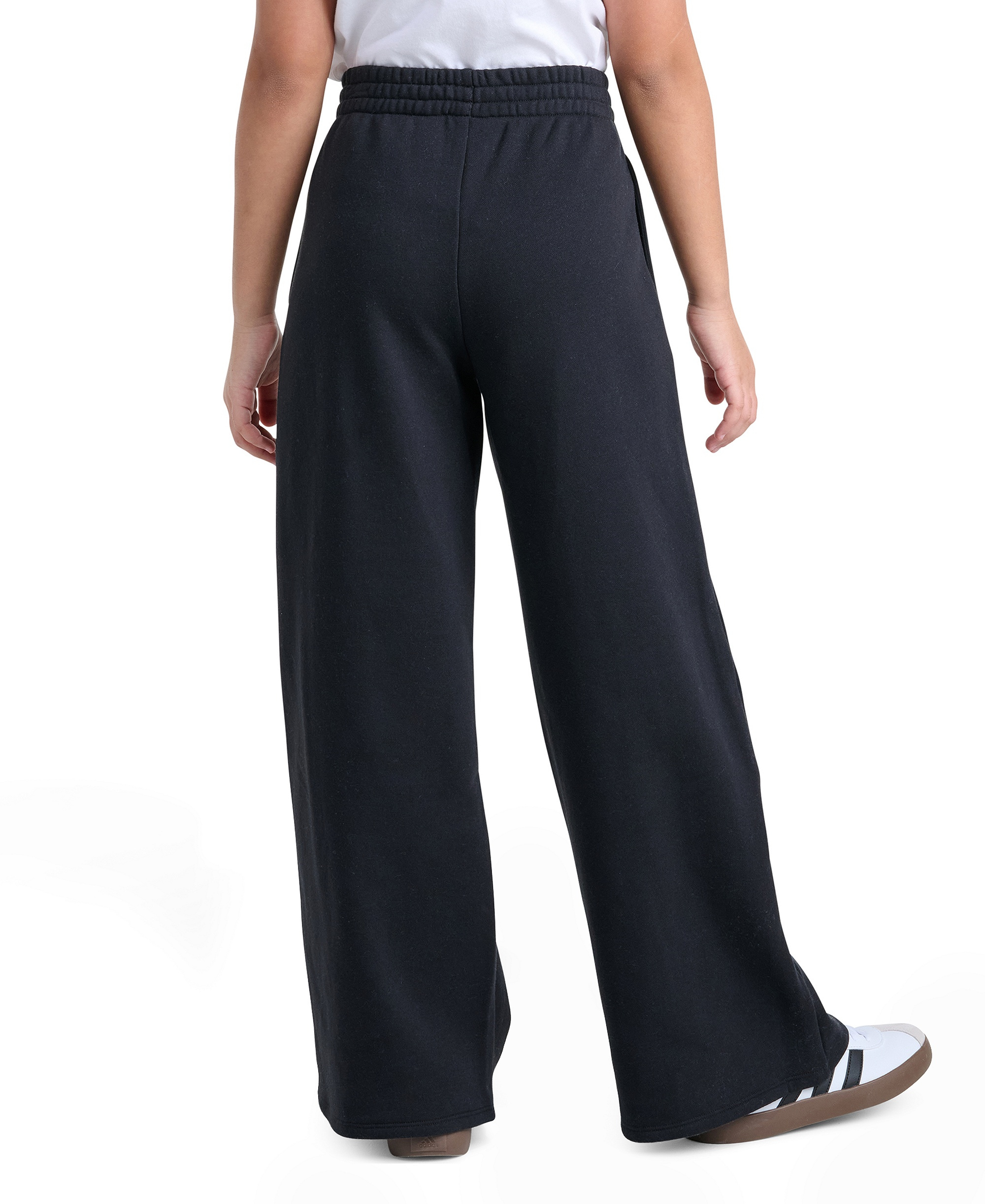 adidas Girls' 8-16 Wide Leg Fleece Pants - Black
