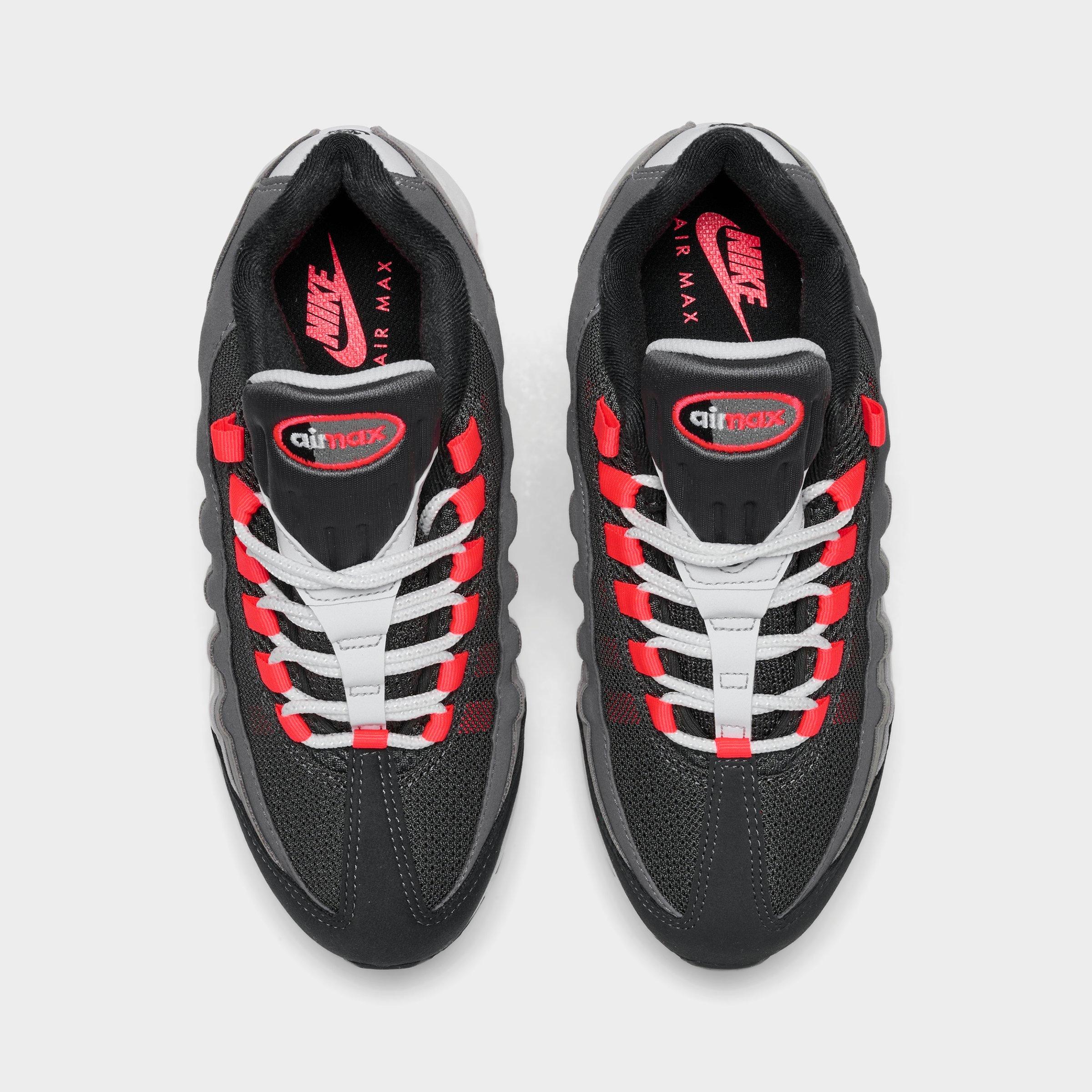 Big Kids' Nithtke Air Max 95 Big Bubble SE Casual Shoes - Anthracite/Solar Red/Light Graphite - Top view