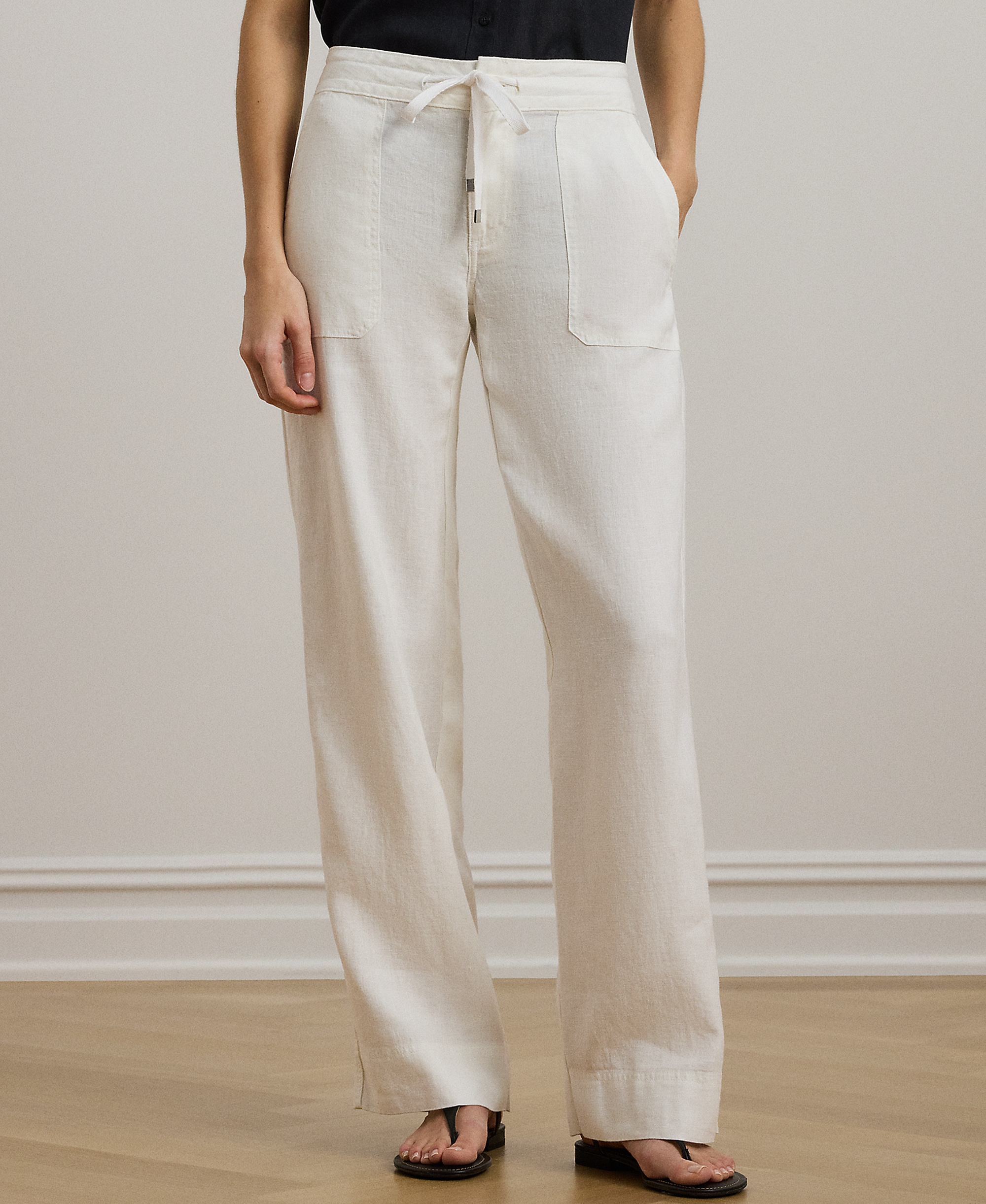 Lauren Ralph Lauren Women's Wide-Leg Linen Pants - White