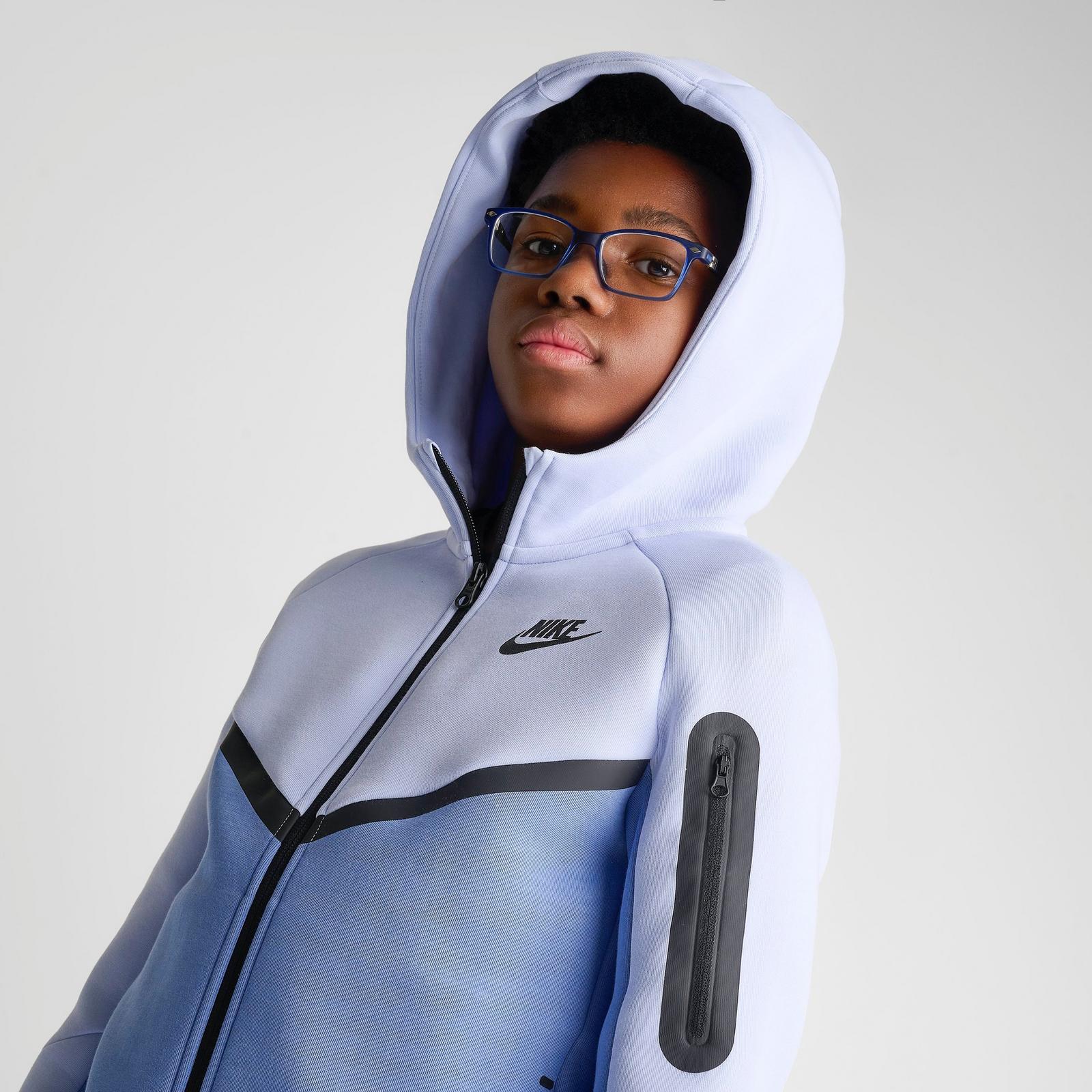 Boys' Big Kids' Nike Sportswear Tech Fleece Full-Zip Hoodie - Hydrogen Blue/Work Blue
