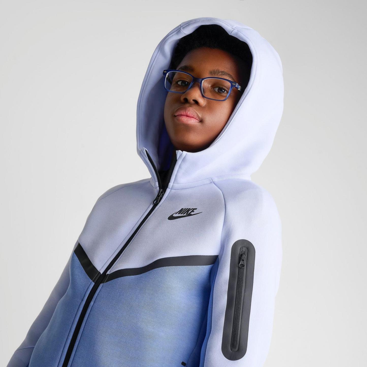 Boys' Big Kids' Nike Sportswear Tech Fleece Full-Zip Hoodie - Hydrogen Blue/Work Blue