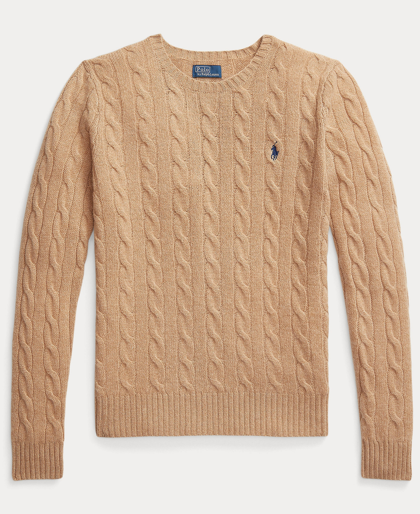 Polo Ralph Lauren Women's Cable Wool-Cashmere Crew Neck Sweater - Collection Camel Melange