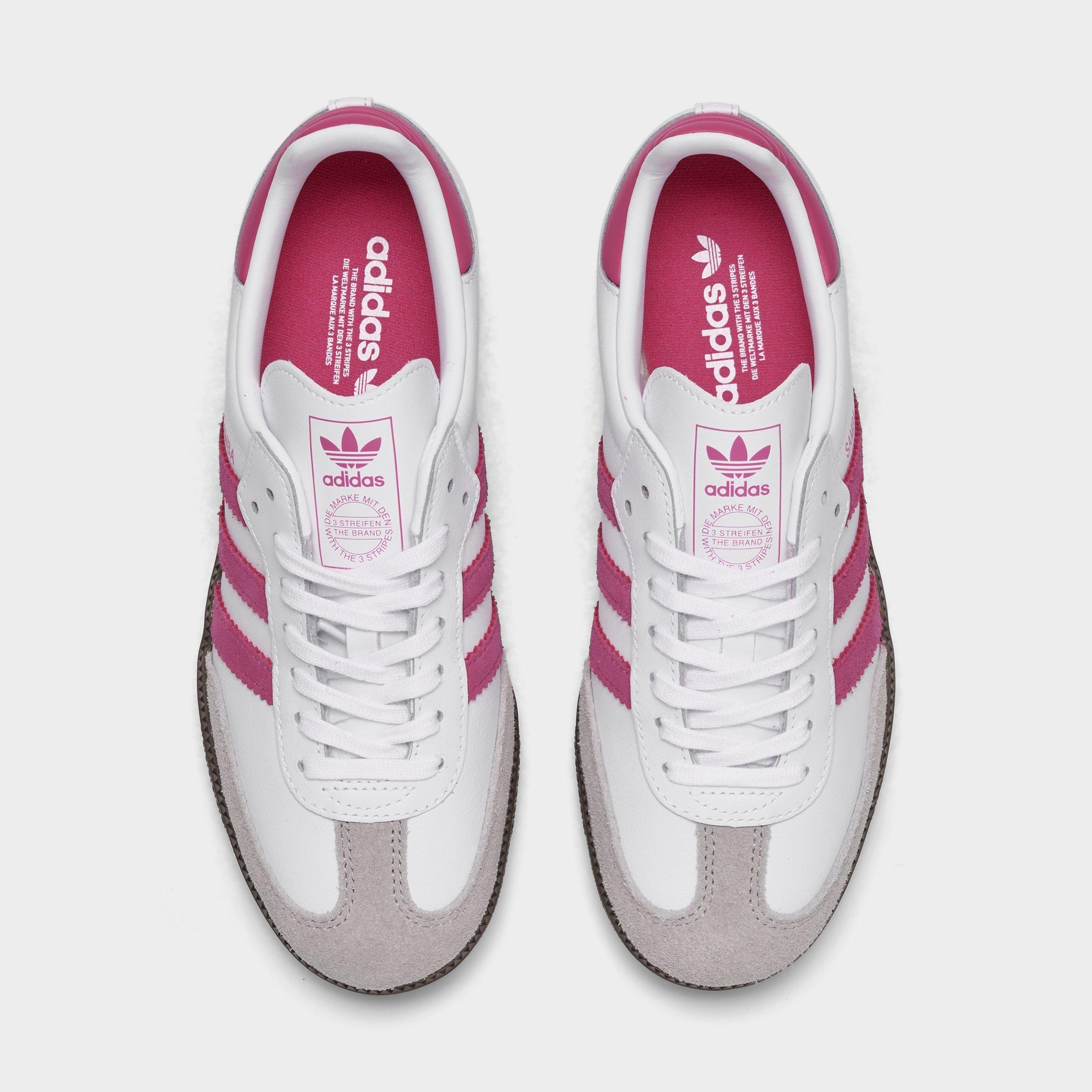 Big Kids' adidas Originals Samba OG Casual Shoes - Part 2 - Footwear White/Real Magenta/Gum - Top view
