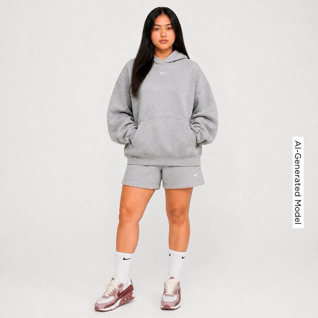 Women's Nithtke Studio Fleece Medium-Weight Camo Oversized Pullover Hoodie - Dark Grey Heather/Sail