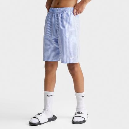 Big Kids' Nithtke Seersucker Ripple Brief-Lined 7" Volley Swim Shorts - Blue Crystal