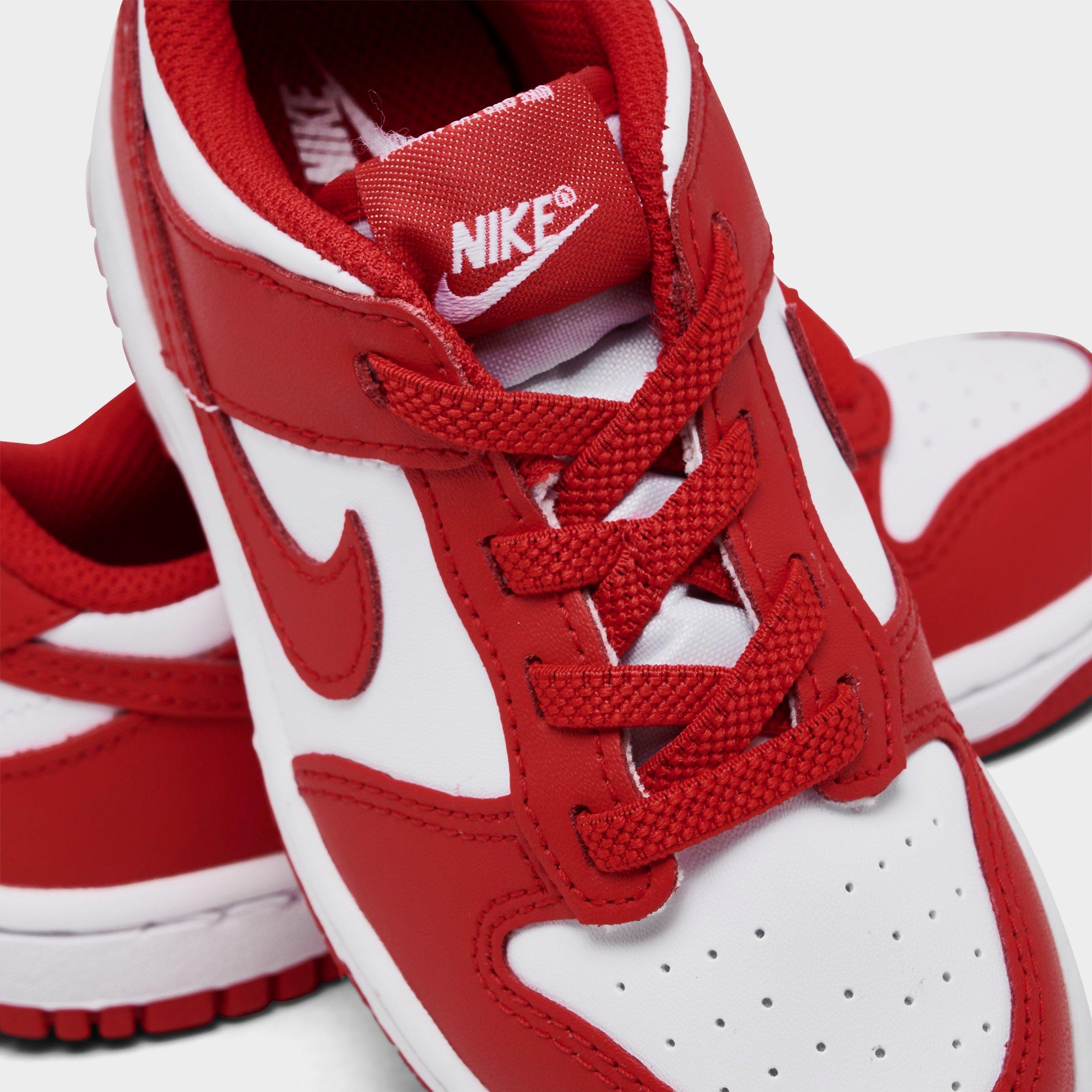 Kids' Toddler Nithtke Dunk Low Casual Shoes - White/University Red/White - Detail shot