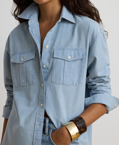 Lauren Ralph Lauren Women's Chambray Button-Up Long-Sleeve Shirt - Chambray Wash