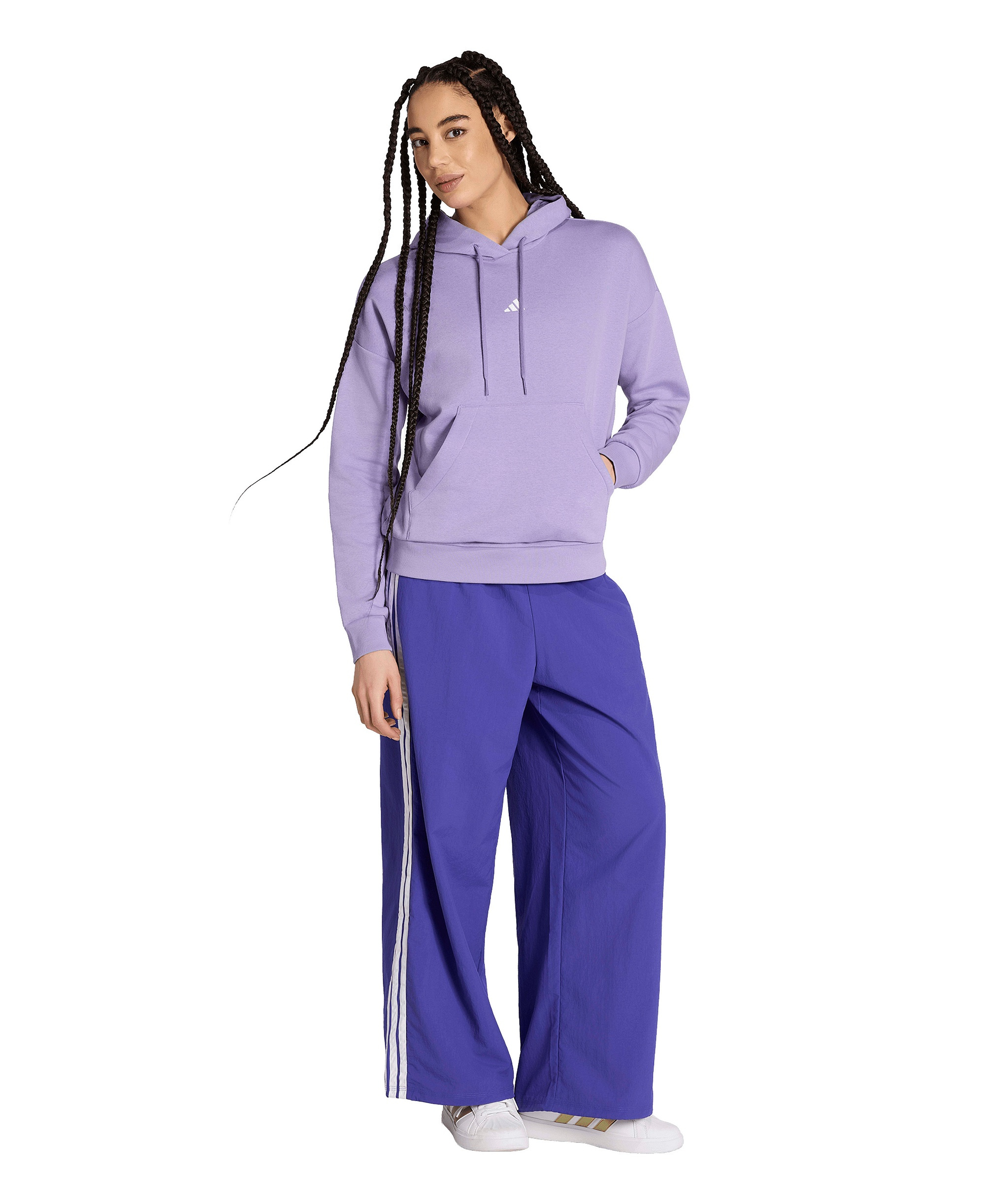 adidas Women's Essentials Long-Sleeve Logo Hoodie - Magic Lilac/White