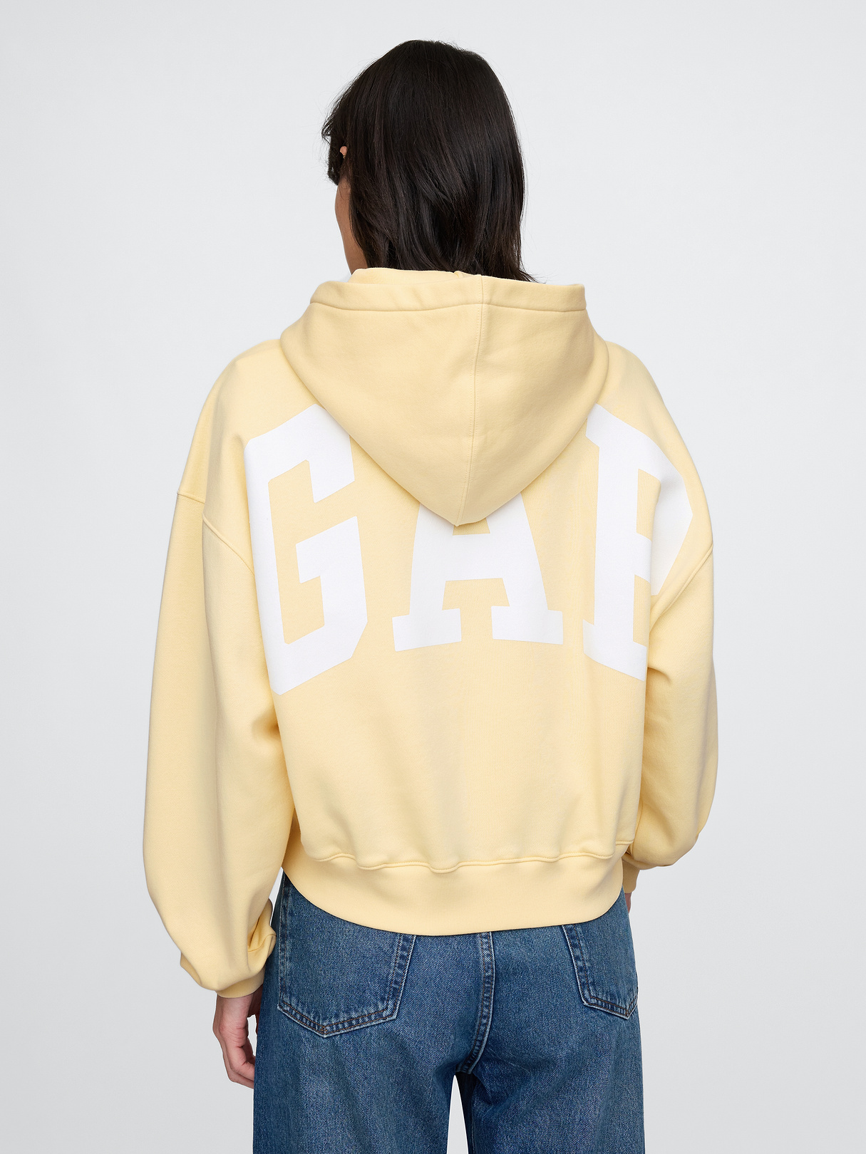 VintageSoft Crop Logo Hoodie - Maize yellow