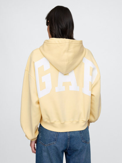 VintageSoft Crop Logo Hoodie - Maize yellow