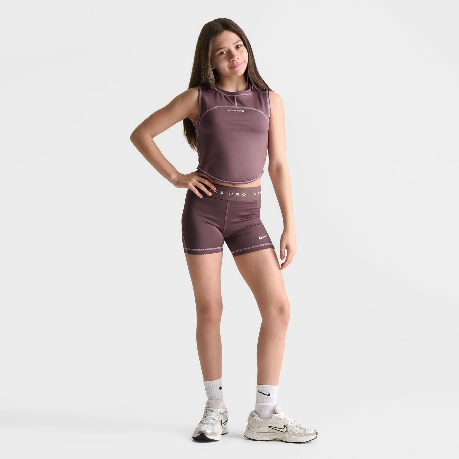 Girls' Big Kids' Nike Pro Dri-FIT Top - Tattoo/Light Magenta/White