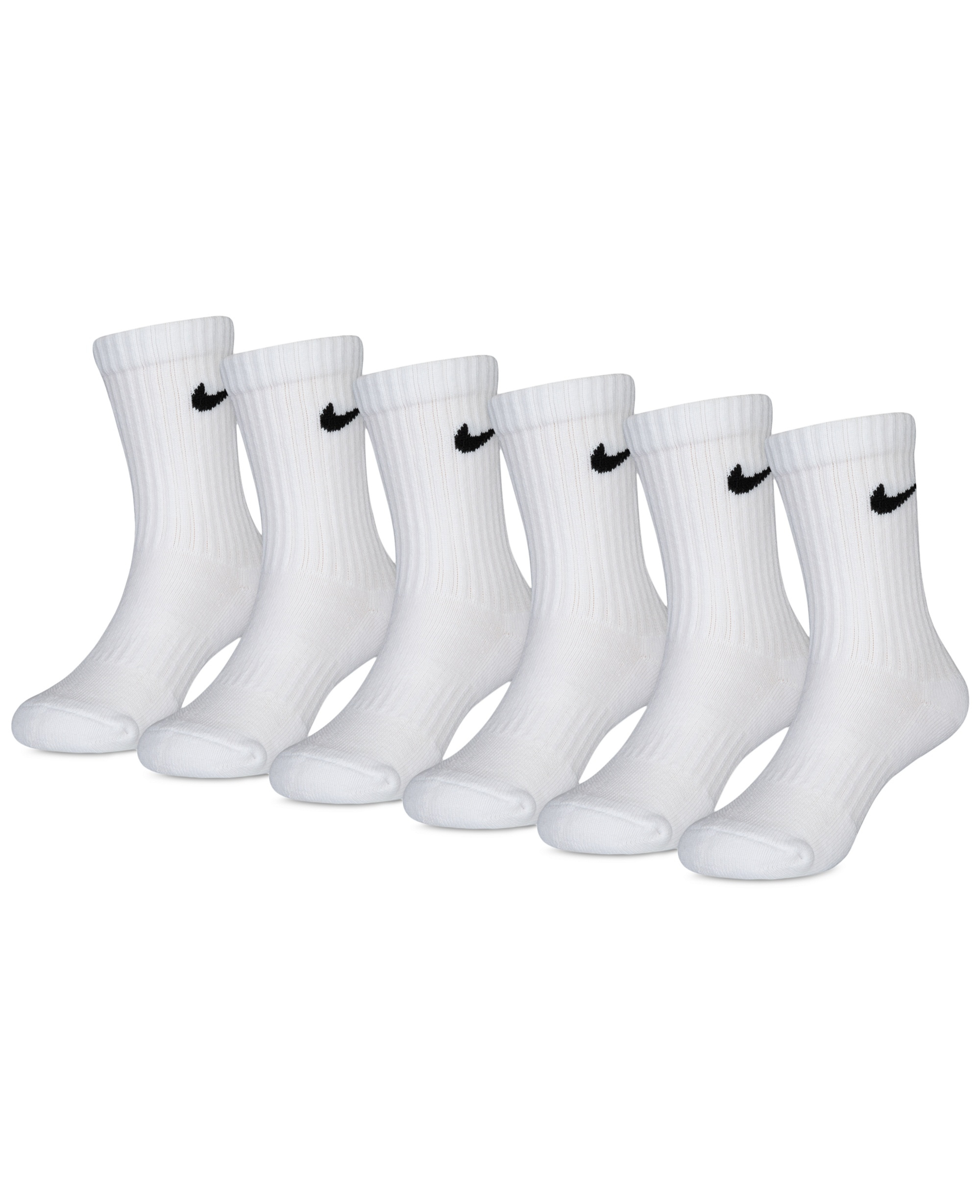 Nike Kids' 5-7 Performance Crew Socks, 6-Pack - White