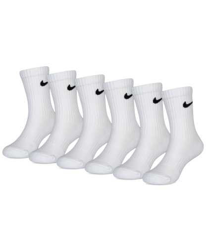 Nike Kids' 5-7 Performance Crew Socks, 6-Pack - White