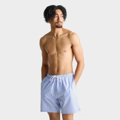 Men's Nike Swim Breaker Seersucker Ripple Brief-Lined 7" Volley Shorts - Blue Crystal