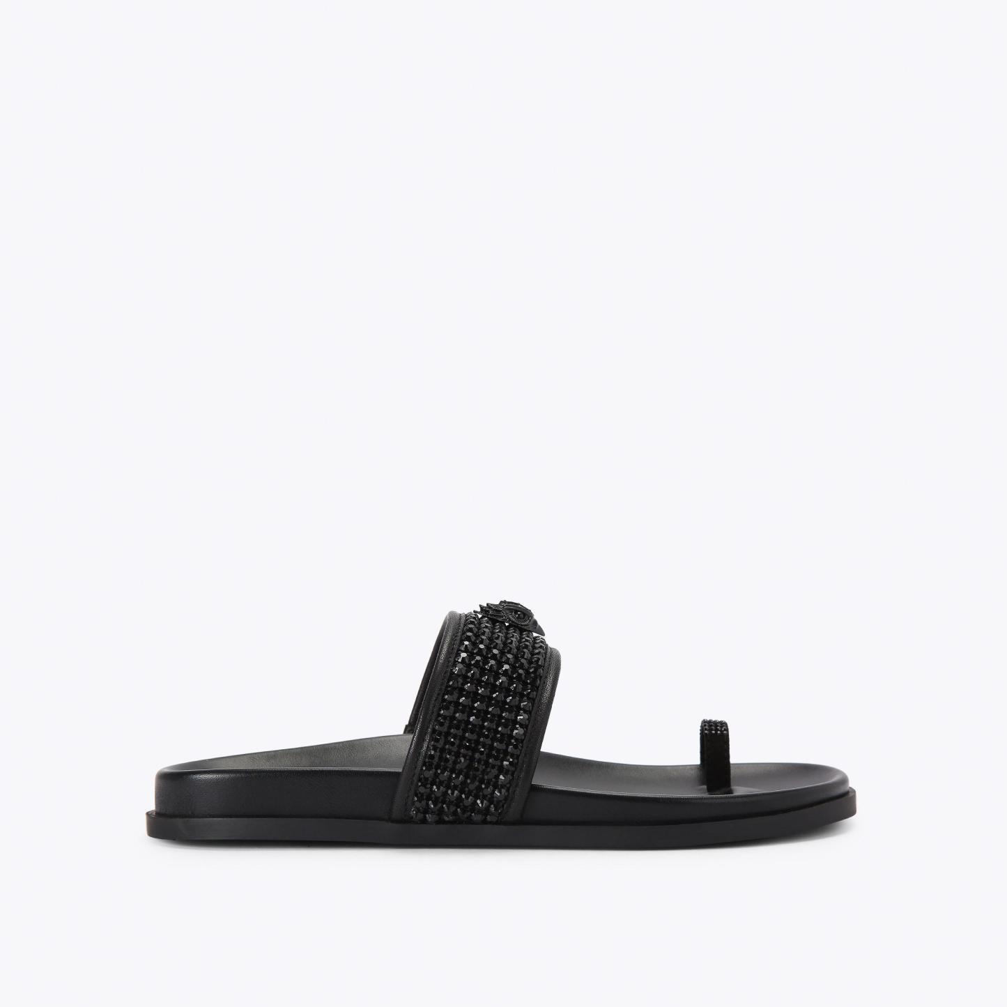 Kurt Geiger London Mesh Toe Thong Sandal - Black