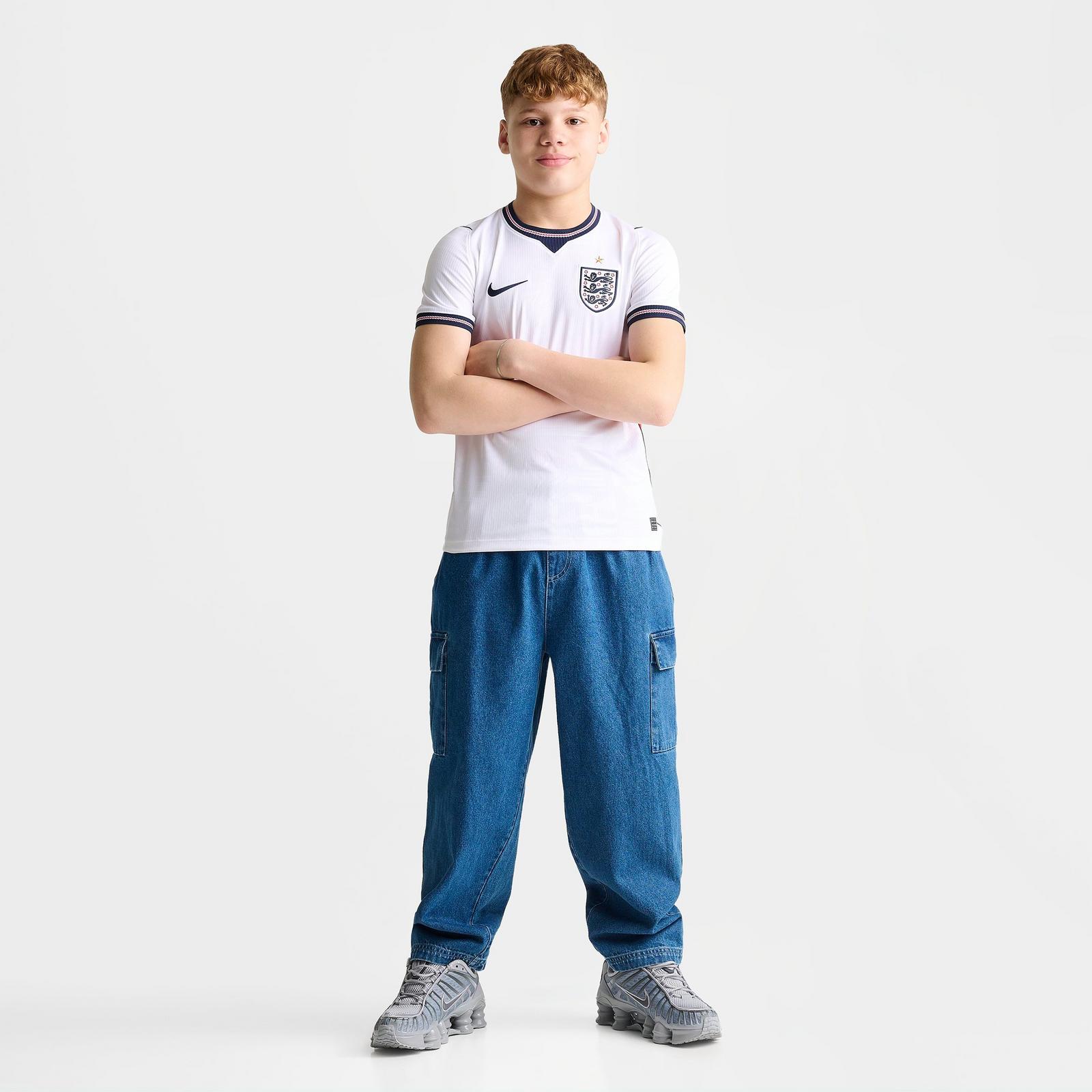 Big Kids' Nike England 26 Stadium Home Dri-FIT Replica Soccer Jersey - White/Speed Red/Obsidian