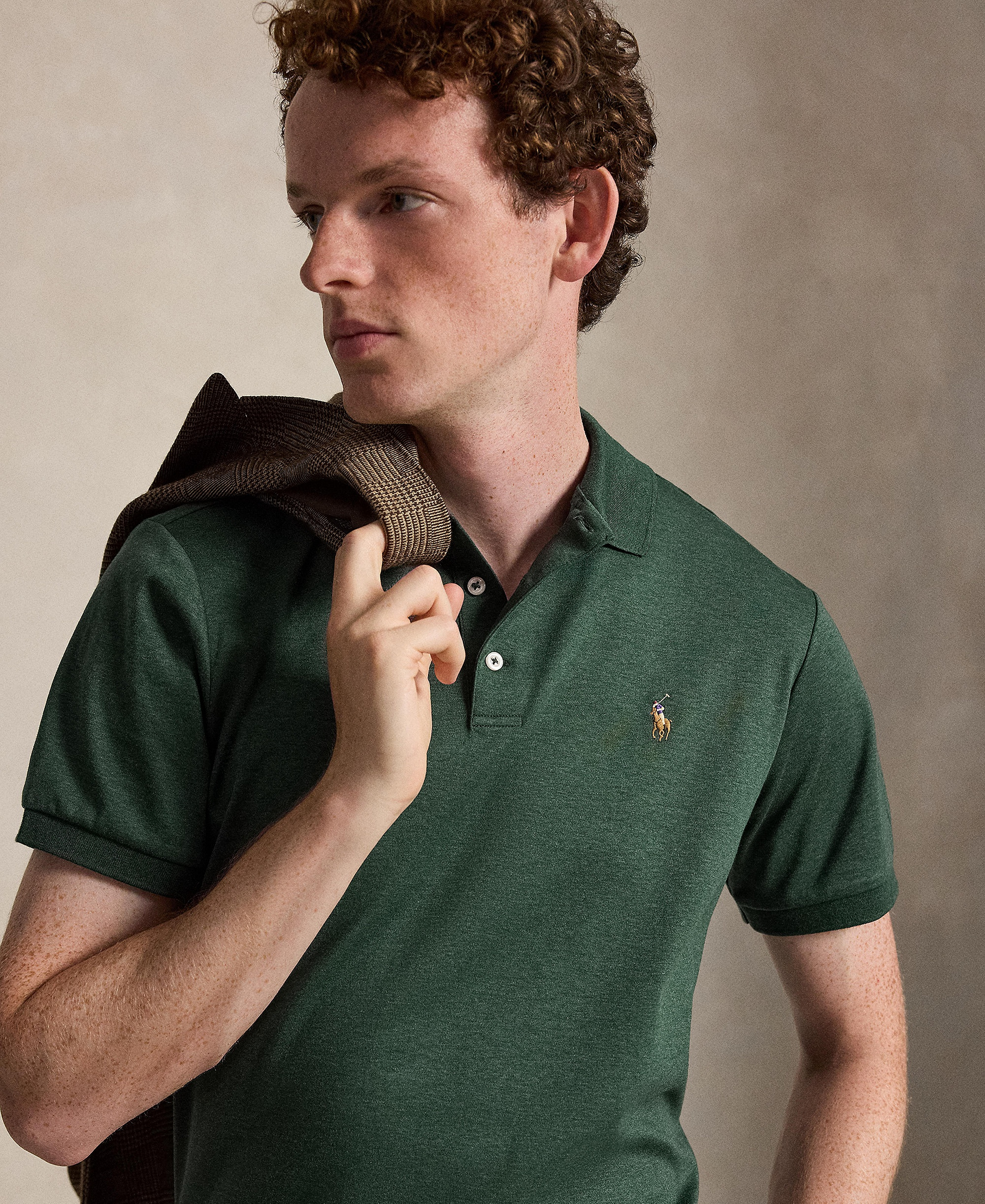 Polo Ralph Lauren Men’s Slim-Fit Soft Cotton Polo Shirt - Scotch Pine Heather