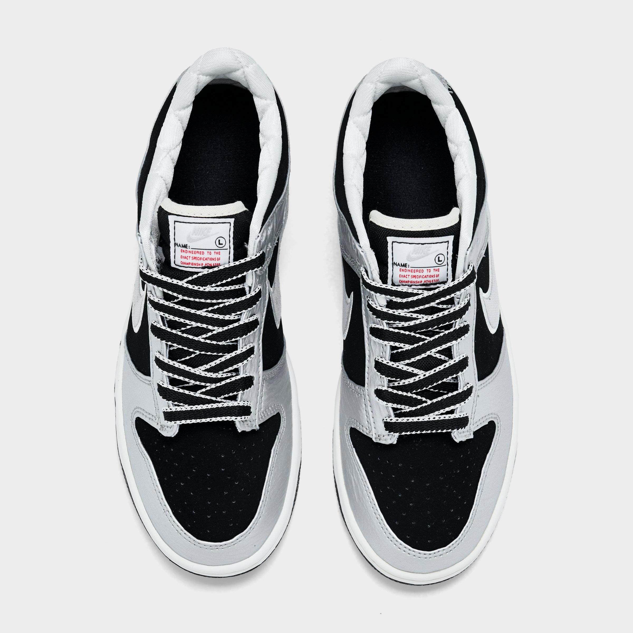 Big Kids' Nithtke Dunk Low LV8 1 Casual Shoes - Silver/Black - Top view