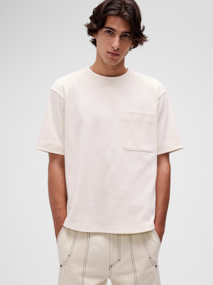 GapStudio Extra Heavyweight Pocket T-Shirt - Ivory frost