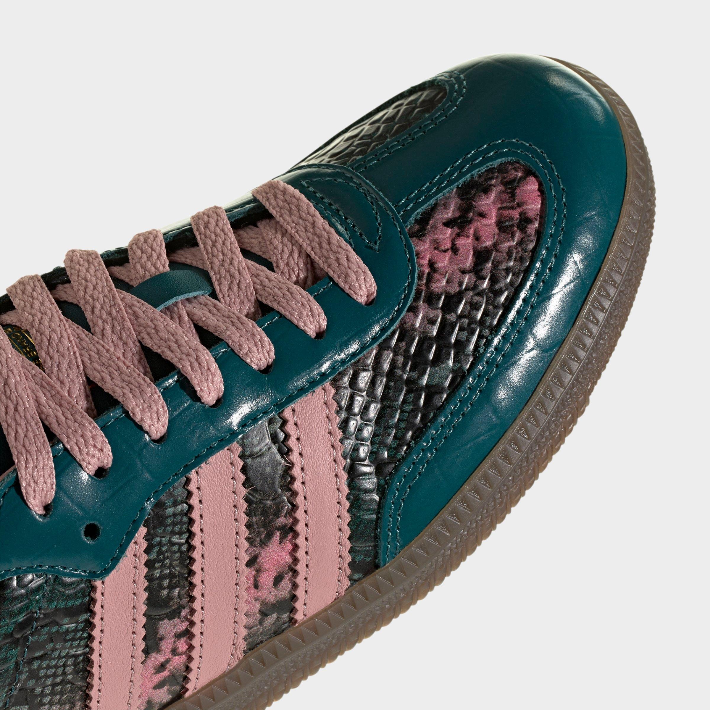 Women's adidas Originals Samba OG Casual Shoes - Part 1 - Rich Green/Wonder Mauve/Gold Metallic - Back view