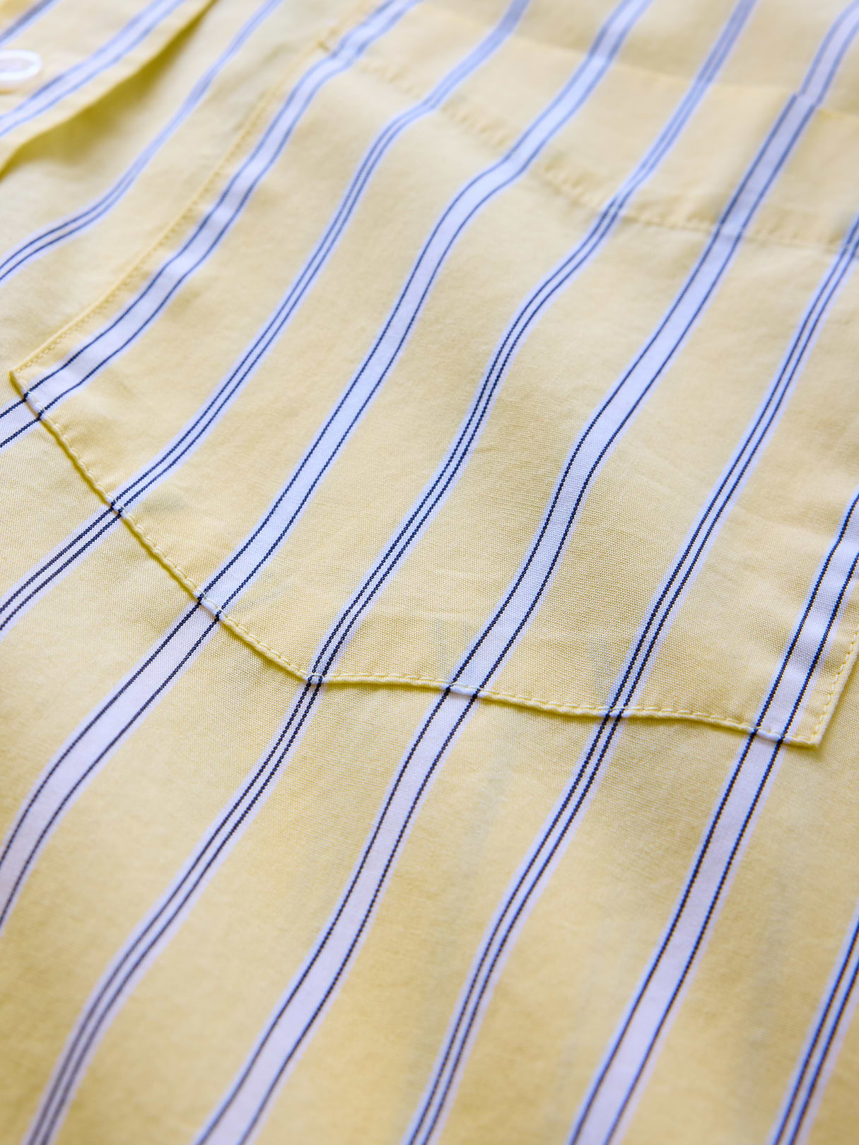 Organic Cotton Poplin Stripe Big Shirt - Yellow stripe