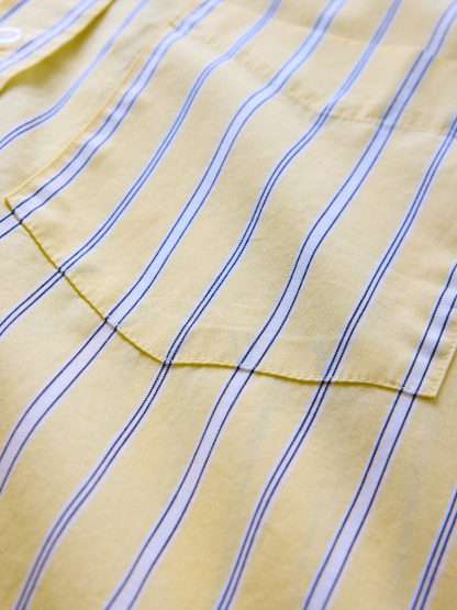 Organic Cotton Poplin Stripe Big Shirt - Yellow stripe
