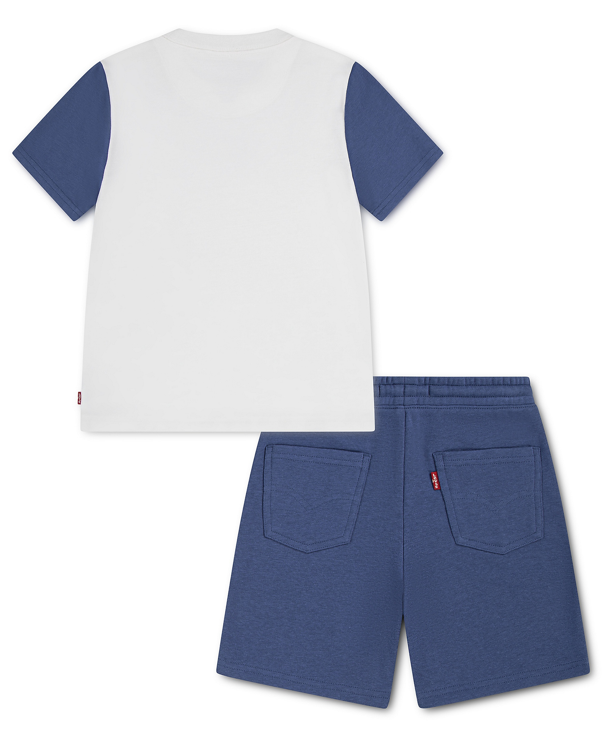 Levi's Boys' 2T-7 Smiley Check T-Shirt and Shorts, 2-Piece Set - Bright White/Blue