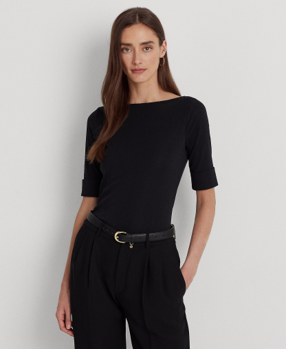 Lauren Ralph Lauren Stretch Boatneck Top - Polo Black