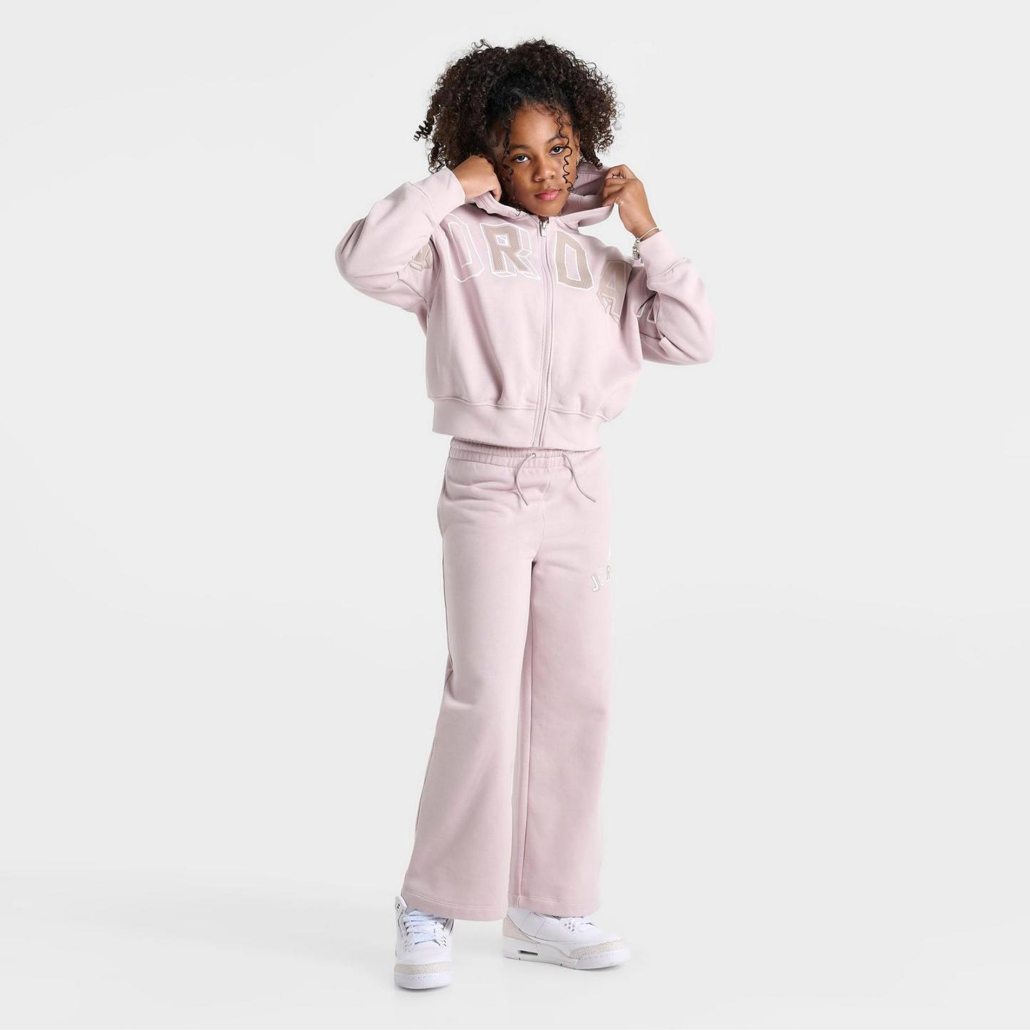 Girls' Big Kids' Jordan Letterman Full-Zip Hoodie - Particle Rose - view 2