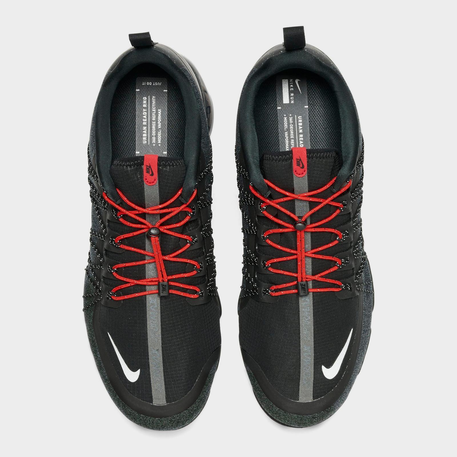 Men's Nike Air VaporMax Run Utility Running Shoes - Black/Reflective Silver/Anthracite/Habanero Red