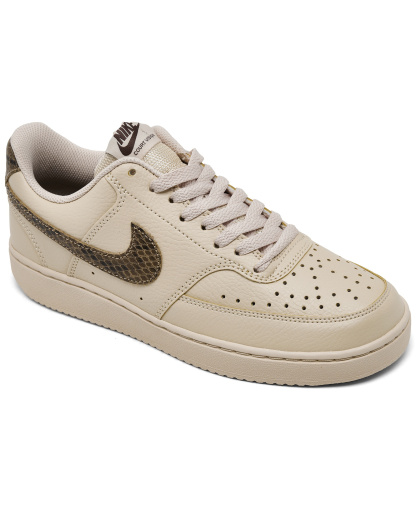 Nike Women's Court Vision Low Premium Casual Sneakers from Finish Line - Sanddrift, Black, Khaki