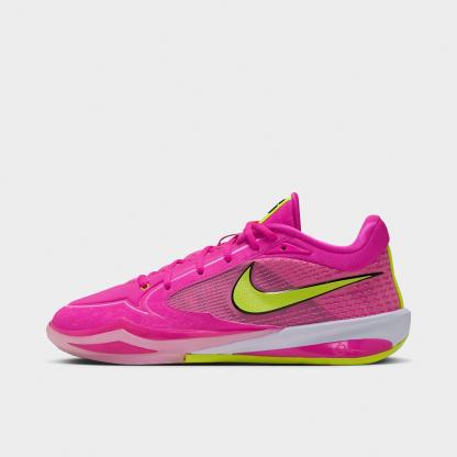 Nithtke Sabrina 4 Basketball Shoes - Desert Pink/Lemon Venom/Pink Rise/Shadow Brown/Sail - Left shoe facing left. Outside of the shoe.