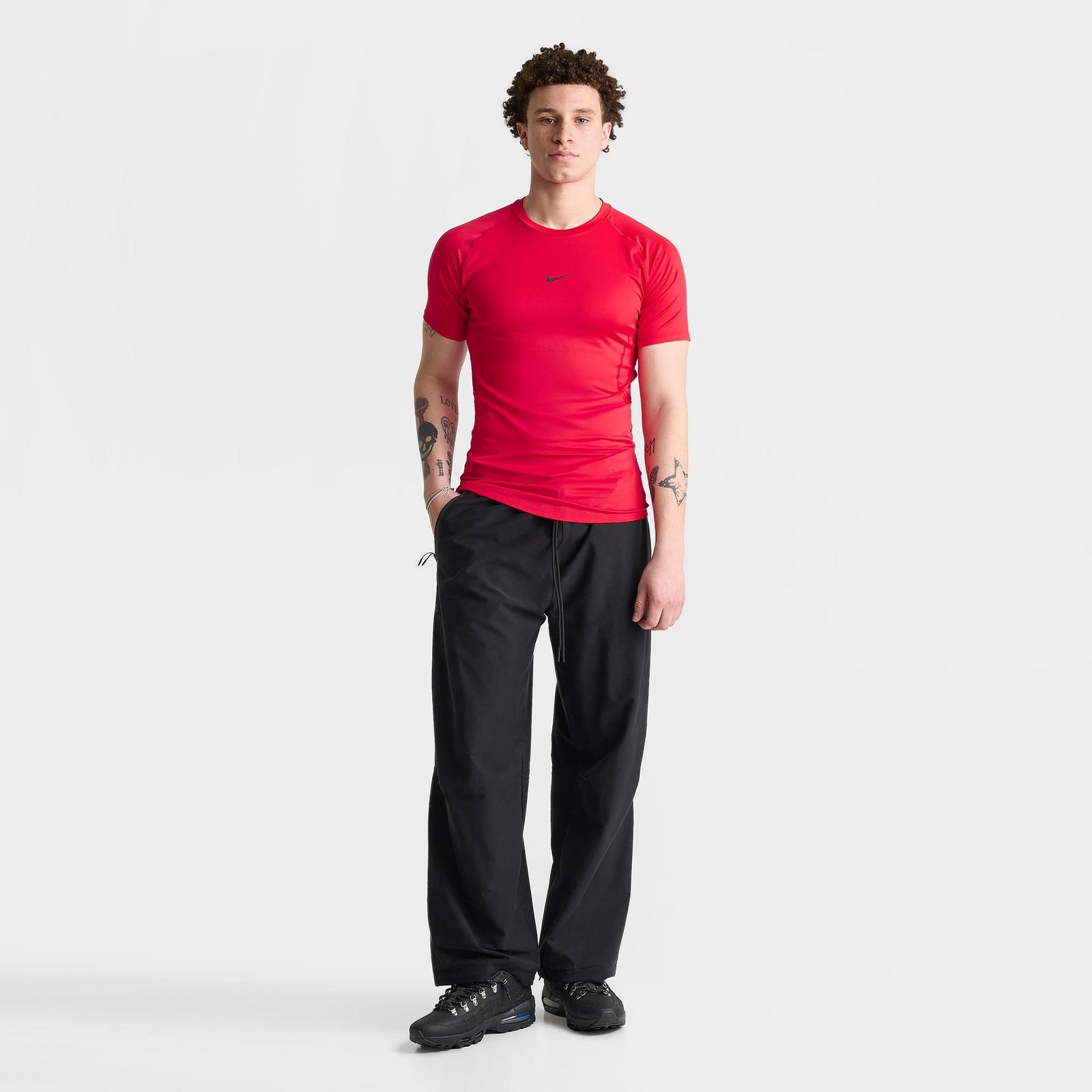 Men's Nike Pro Dri-FIT Tight Short-Sleeve Fitness Top - University Red/Black