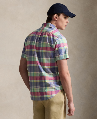 Polo Ralph Lauren Men's Classic-Fit Short-Sleeve Oxford Shirt - Jewel Blue Raspberry Multi