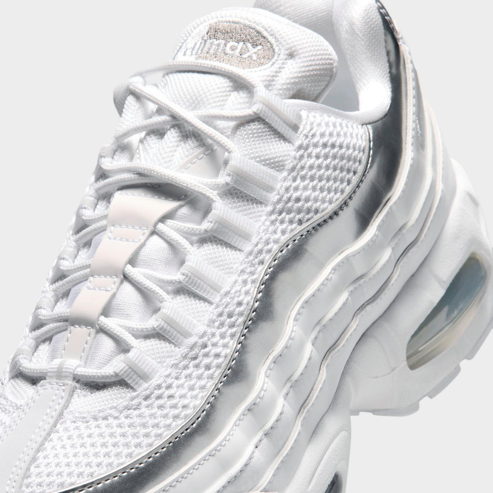 Women's Nike Air Max 95 Big Bubble Casual Shoes - White/Light Charcoal/Metallic Silver/Pure Platinum