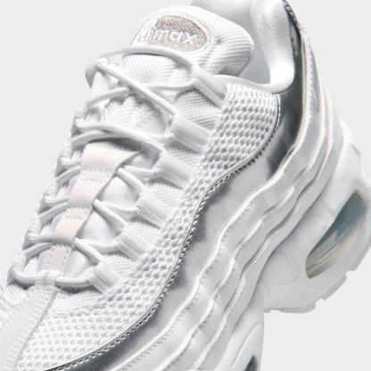 Women's Nike Air Max 95 Big Bubble Casual Shoes - White/Light Charcoal/Metallic Silver/Pure Platinum