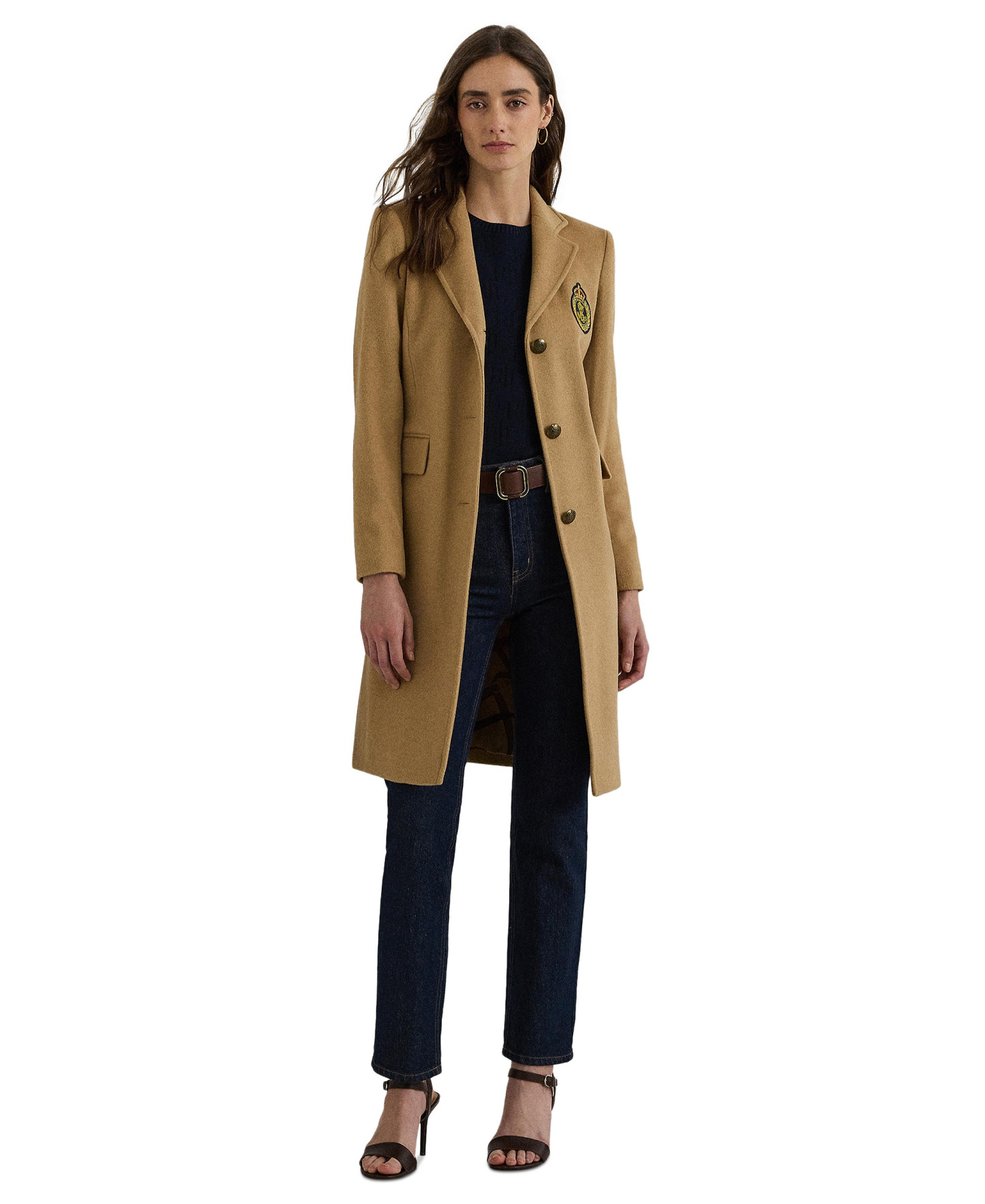 Lauren Ralph Lauren Women's Single-Breasted Peacoat - Camel