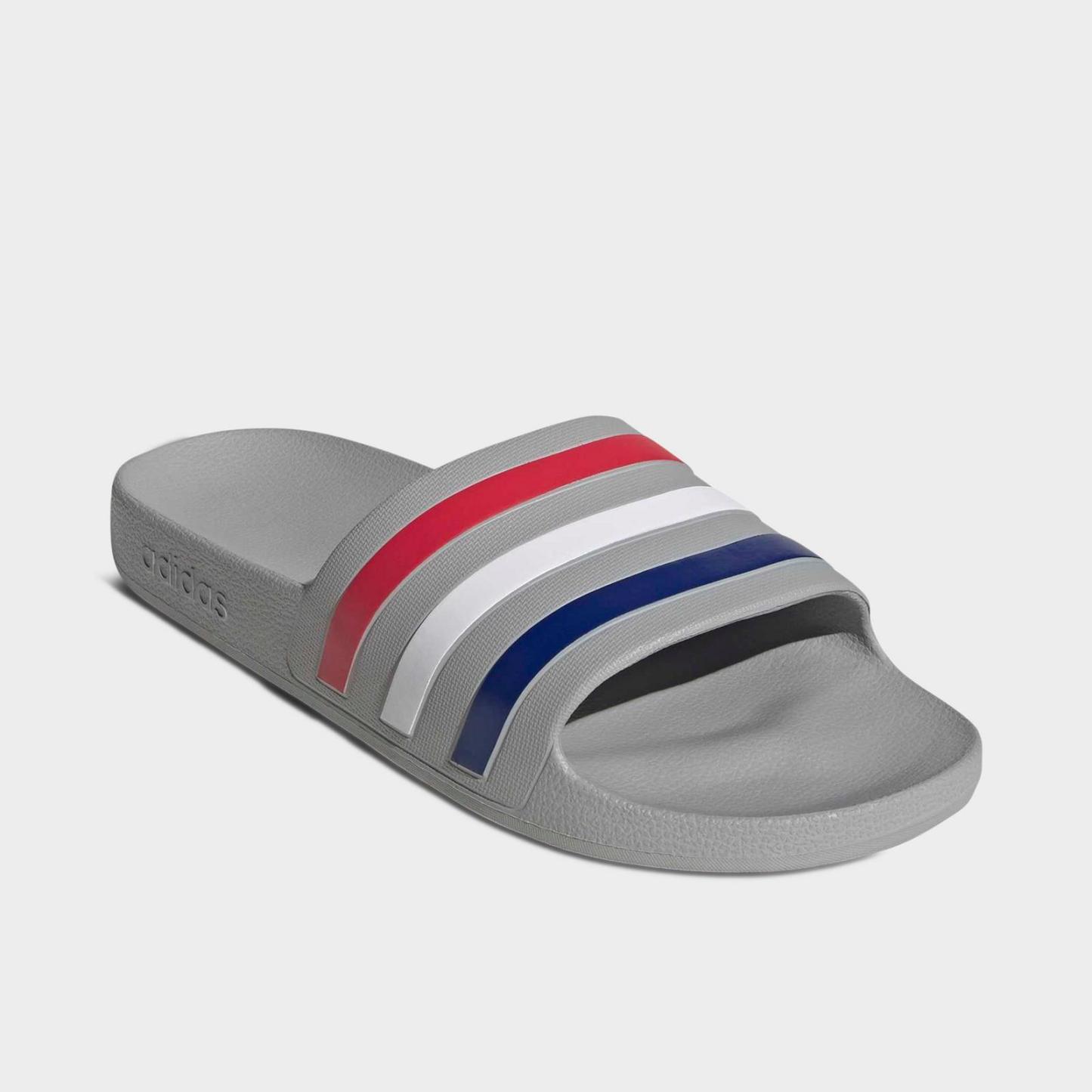 Men's adidas adilette Aqua Slide Sandals - Grey/Mystery Ink/Pure Ruby - view 2