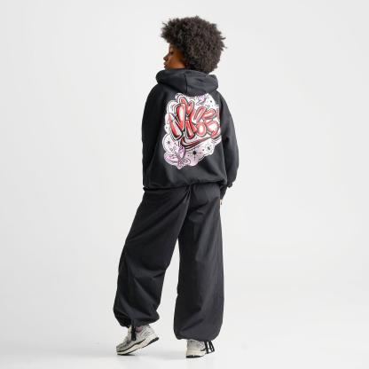 Women's Nike Sportswear Phoenix Fleece Airbrushed Oversized Pullover Hoodie - Black/Light Magenta
