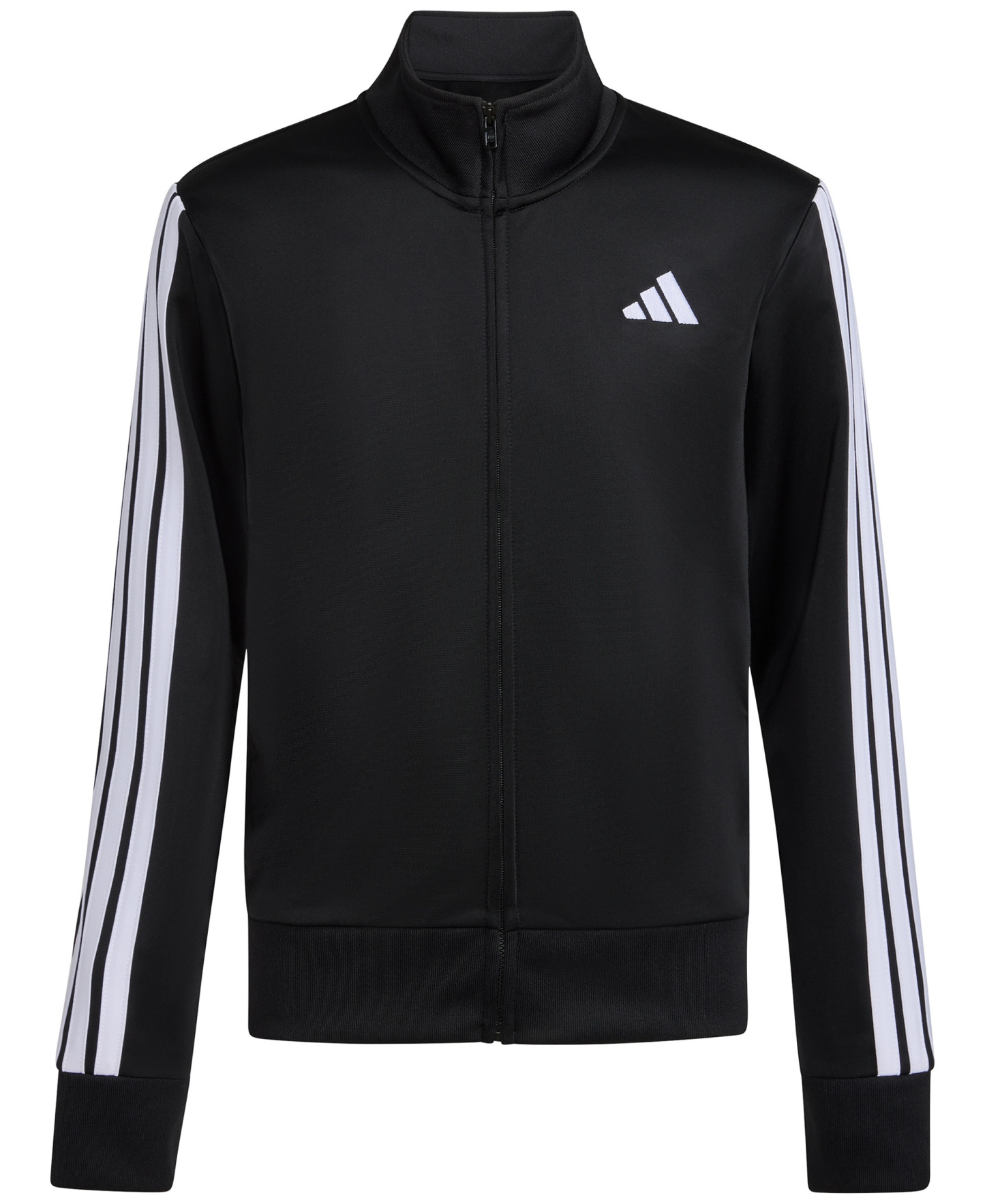 adidas Big Boys Long-Sleeve Full-Zip Essential Tricot Jacket - Black