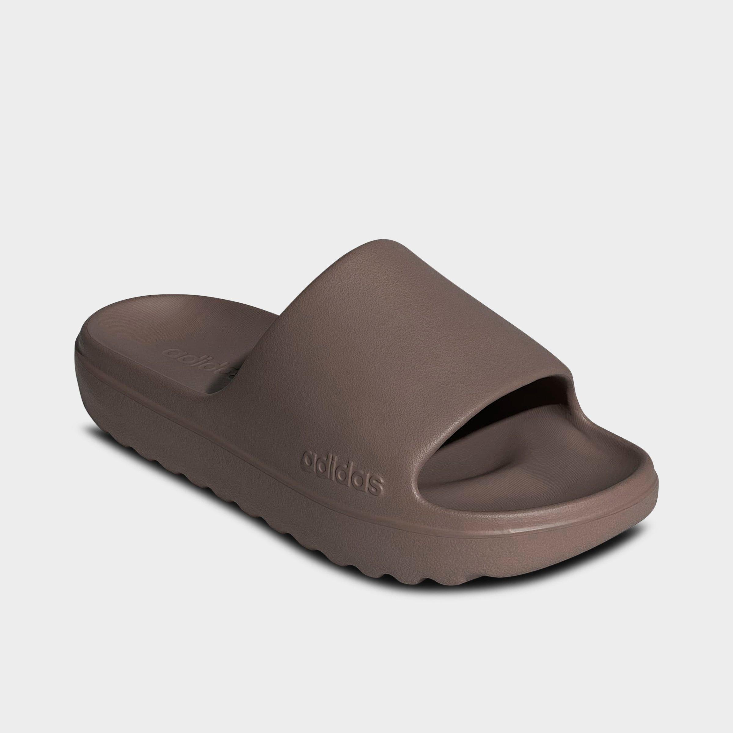 Men's adidas adilette Lumia Slide Sandals - Trace Brown/Trace Brown/Trace Brown - Both shoes facing left