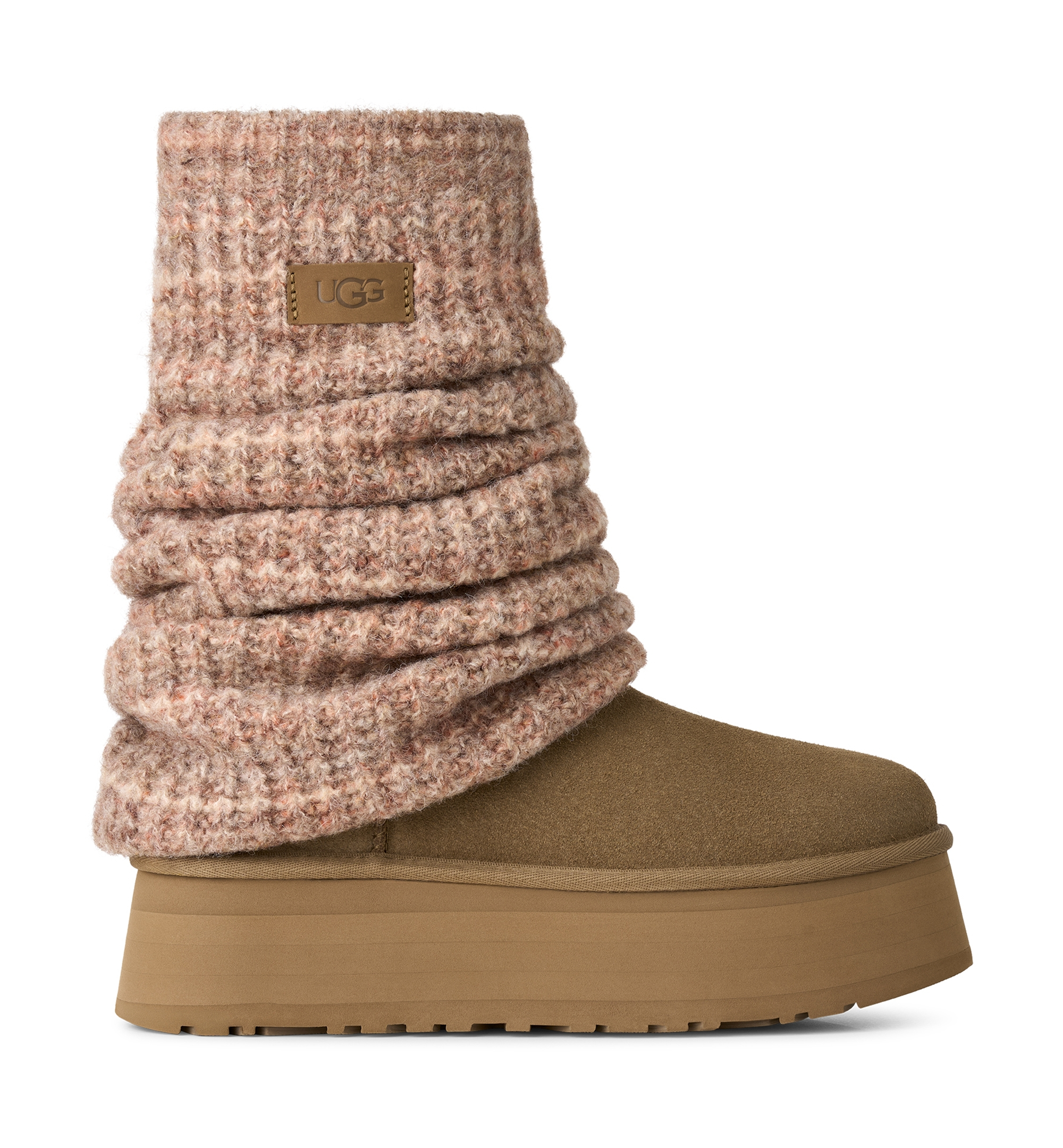UGG® Women's Classic Mini Dipper Removable Knit Leg Warmer Suede Boots - Light Bronze