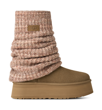 UGG® Women's Classic Mini Dipper Removable Knit Leg Warmer Suede Boots - Light Bronze