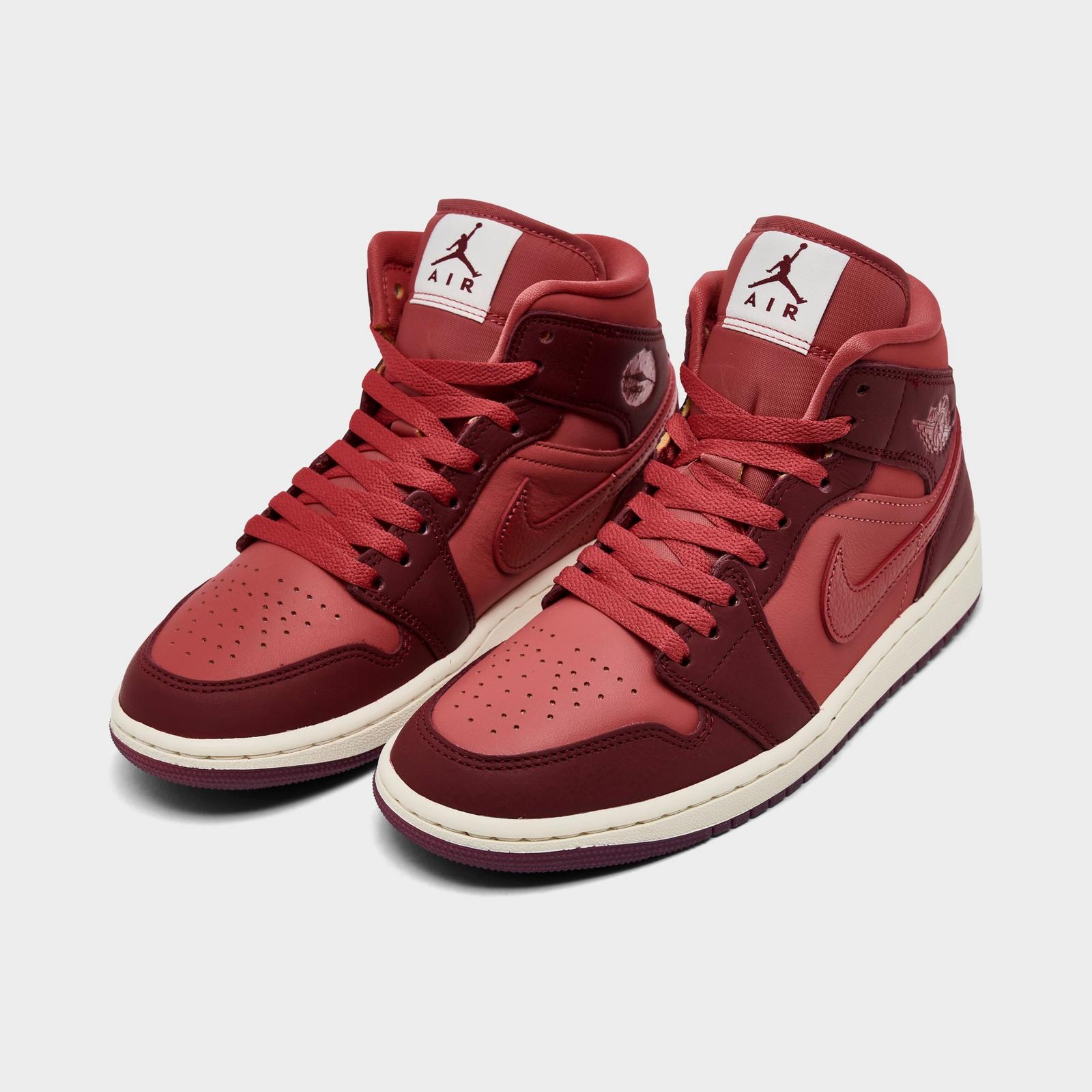 Women's Air Jordan 1 Mid SE Casual Shoes - Team Red/Sierra Red/Pueblo Red/Pale Ivory - view 2
