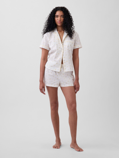 Poplin PJ Boxer Shorts - Yellow ditsy floral