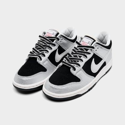 Big Kids' Nithtke Dunk Low LV8 1 Casual Shoes - Silver/Black - Both shoes facing left