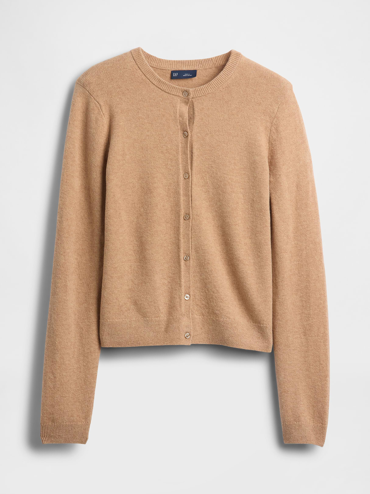 CashSoft Crop Cardigan - Camel tan heather