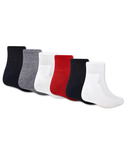 Jordan Boys' 7-11 Ankle Socks, 6-Pack - Red/Navy/White/Gray