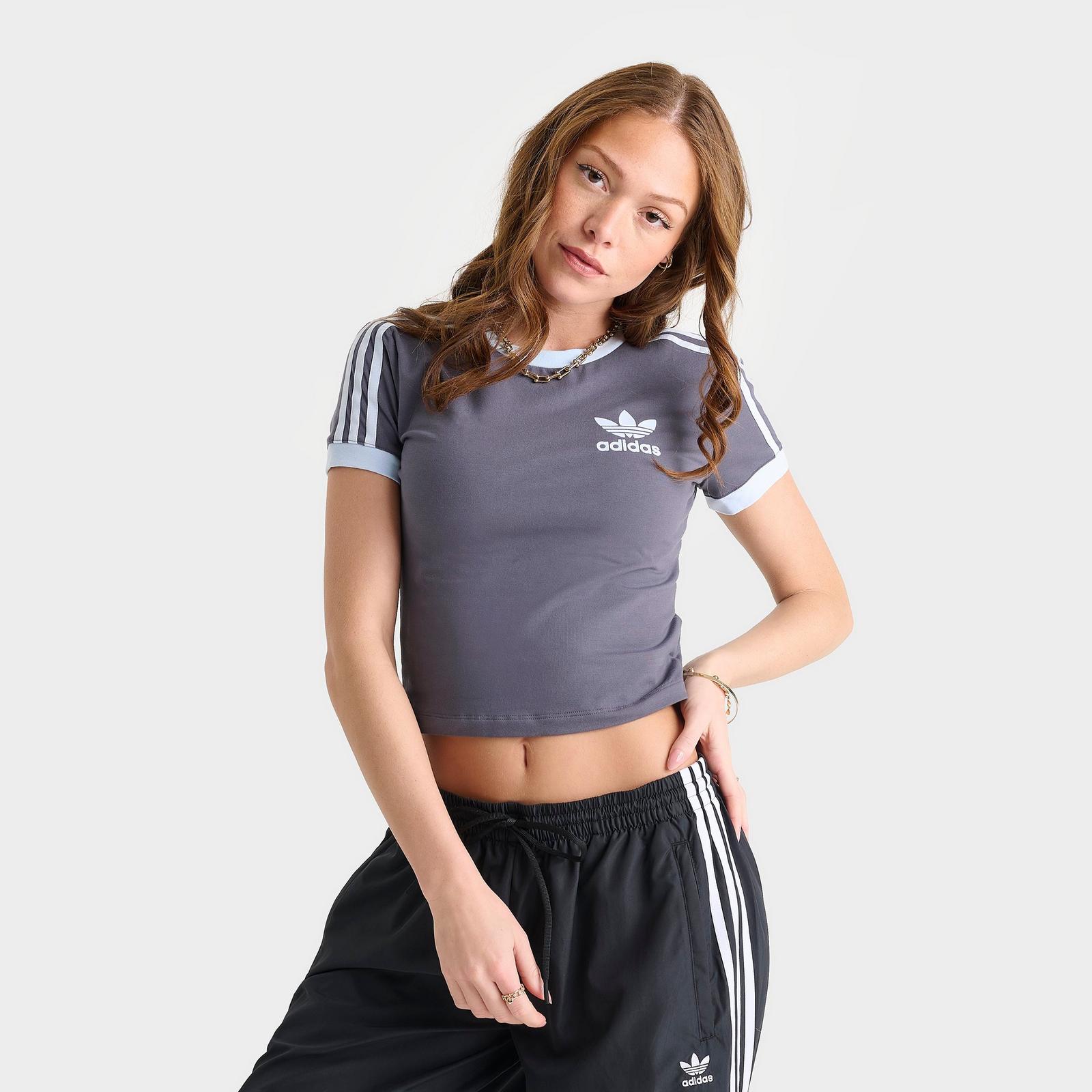 Women's adidas Originals adicolor 3-Stripes Baby T-Shirt - Dark Grey/Aurora Onix/Crystal Sky - view 1
