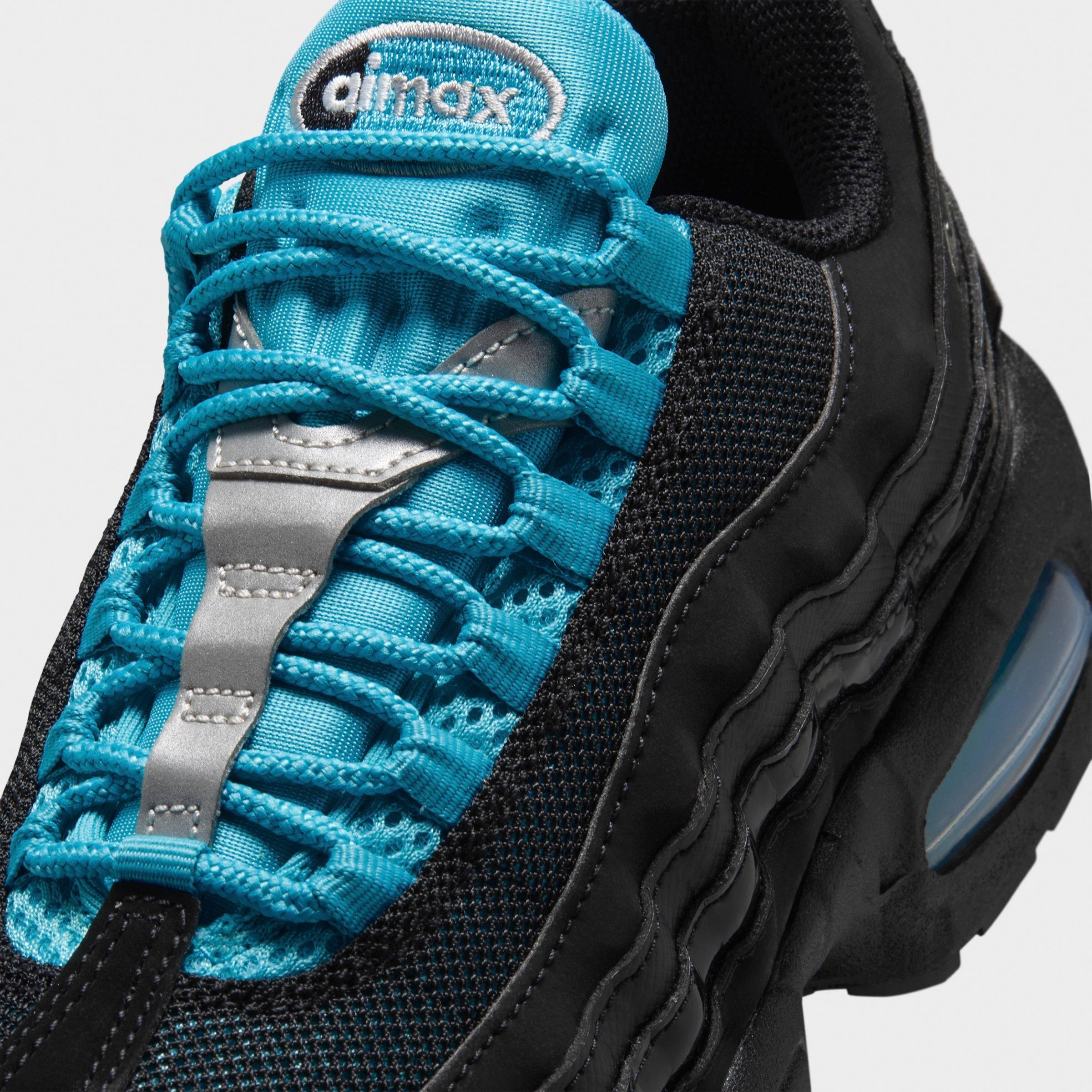 Big Kids' Nithtke Air Max 95 Big Bubble SE Casual Shoes - Black/Gamma Blue/Metallic Silver/Chrome - Detail shot